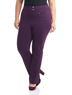 Rekucci Curvy Woman Secret Figure Knit Plus Size Straight Pant w/Tummy Control