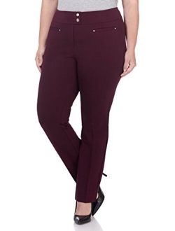 Rekucci Curvy Woman Secret Figure Knit Plus Size Straight Pant w/Tummy Control