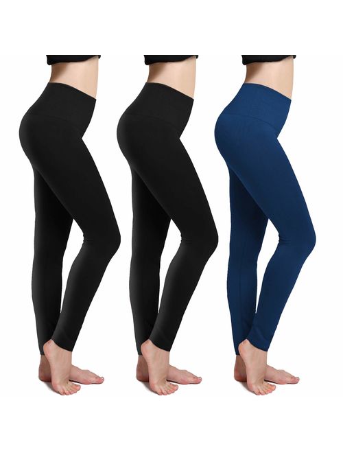 Fleece Lined Thick Brushed Premium Warm High Waist Compression Leggings Elastic and Slimming Tights for Women