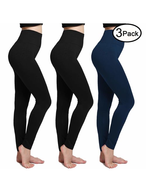 Fleece Lined Thick Brushed Premium Warm High Waist Compression Leggings Elastic and Slimming Tights for Women