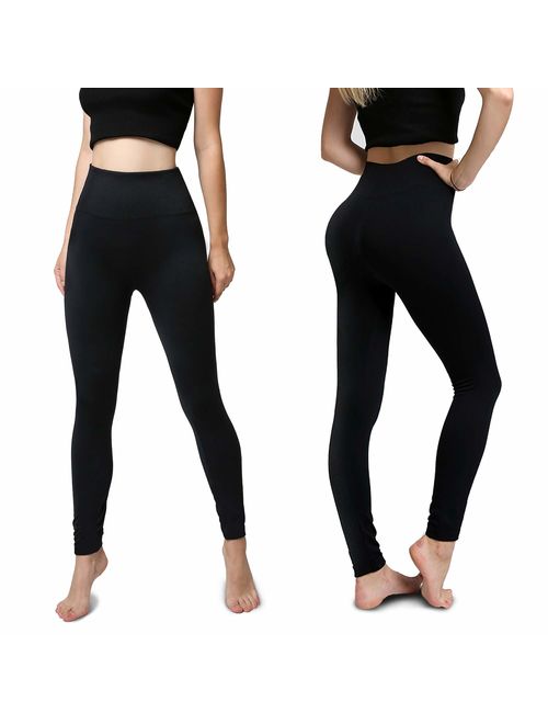 Fleece Lined Thick Brushed Premium Warm High Waist Compression Leggings Elastic and Slimming Tights for Women