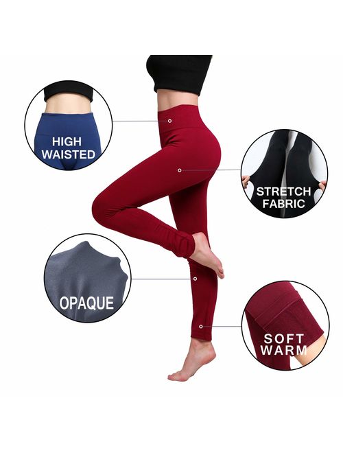 Fleece Lined Thick Brushed Premium Warm High Waist Compression Leggings Elastic and Slimming Tights for Women