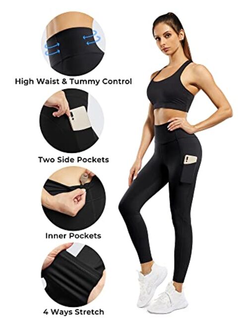 STYLEWORD Women's High Waist Yoga Pants Tummy Control Squat Proof Leggings Workout Running Elastic Tights