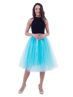 Women Tulle Skirt Adult 7 Layered Pleated Tutu Skirt A Line Knee Length Petticoat Girl Prom Party Skirt