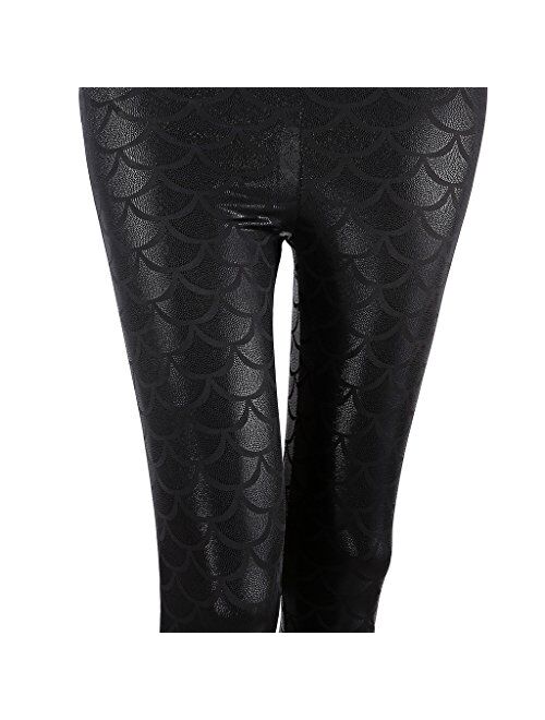 Ayliss New Mermaid Fish Scale Printed Leggings Stretch Tight Pants