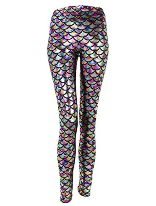 Ayliss New Mermaid Fish Scale Printed Leggings Stretch Tight Pants