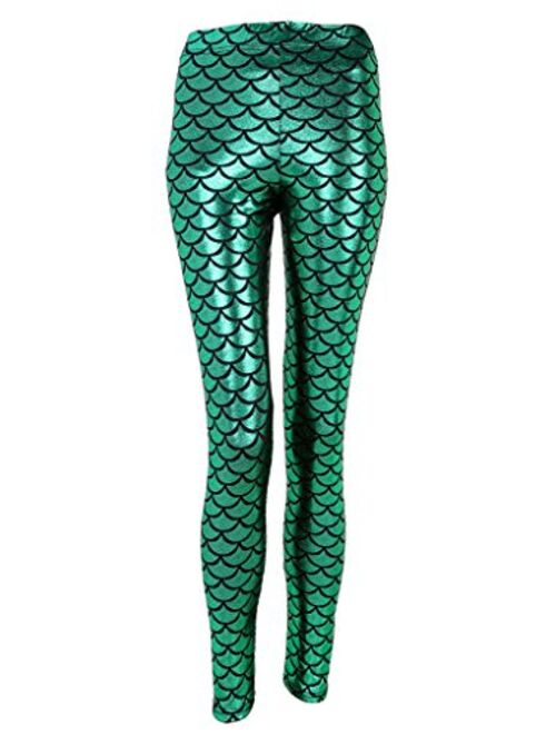 Ayliss New Mermaid Fish Scale Printed Leggings Stretch Tight Pants