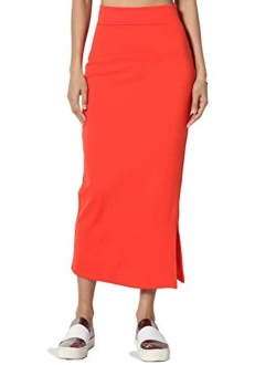 S~3XL High Waist Stretch Ponte Knit Mid Calf Long or Midi Pencil Skirt