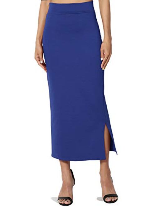 TheMogan S~3XL High Waist Stretch Ponte Knit Mid Calf Long or Midi Pencil Skirt