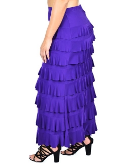 Dare2BStylish Women Waterfall 8 Tiered Boho Layered Maxi Skirt | Reg & Plus Sizes