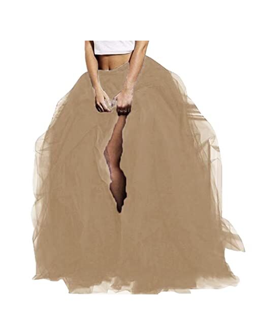 WDPL Wedding Planning Women's Long Maxi Tulle Special Occasion Bustle Night Out Skirt