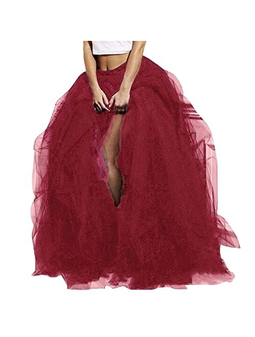 WDPL Wedding Planning Women's Long Maxi Tulle Special Occasion Bustle Night Out Skirt