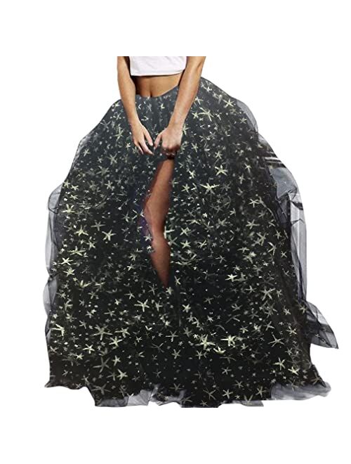 WDPL Wedding Planning Women's Long Maxi Tulle Special Occasion Bustle Night Out Skirt