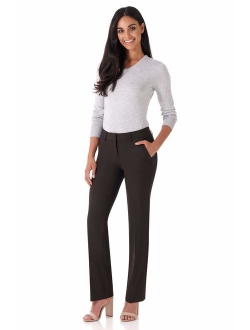 Rekucci Women's Smart Stretch Desk to Dinner Straight Leg Pant w/Zipper Closure