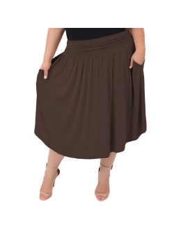 Stretch Is Comfort Women's Pocket Skirt | Flare Mid Length Skirt | Plus