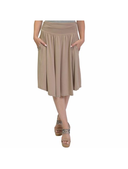 Stretch Is Comfort Women's Pocket Skirt | Flare Mid Length Skirt | Plus