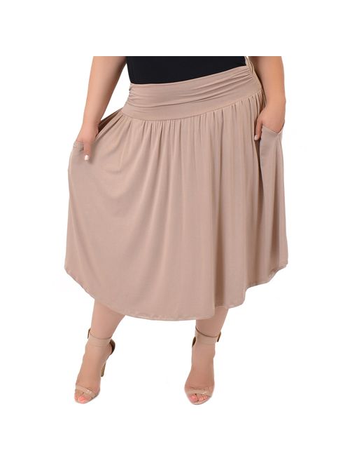 Stretch Is Comfort Women's Pocket Skirt | Flare Mid Length Skirt | Plus