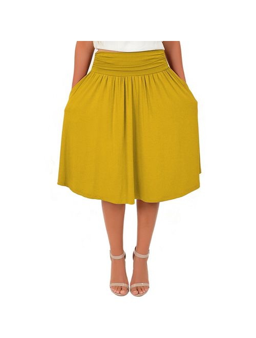 Stretch Is Comfort Women's Pocket Skirt | Flare Mid Length Skirt | Plus