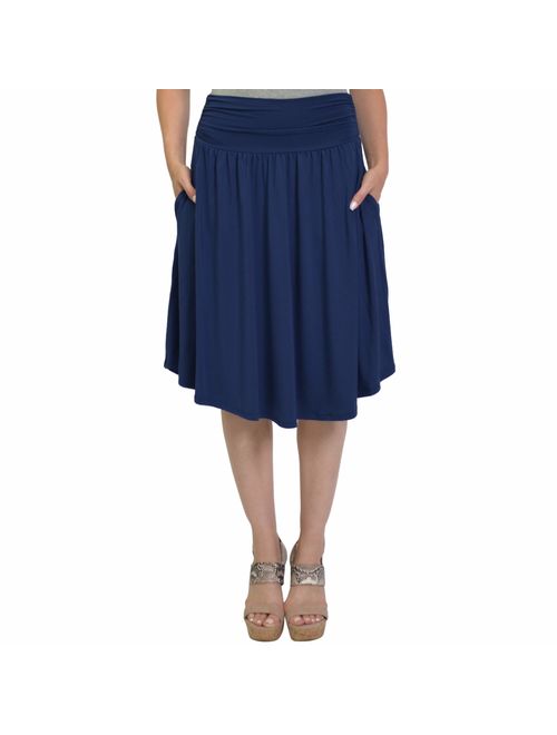 Stretch Is Comfort Women's Pocket Skirt | Flare Mid Length Skirt | Plus