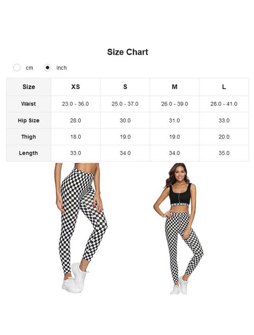 WDIRARA Women's High Waisted Sporty Capris Skinny Plaid Yoga Leggings