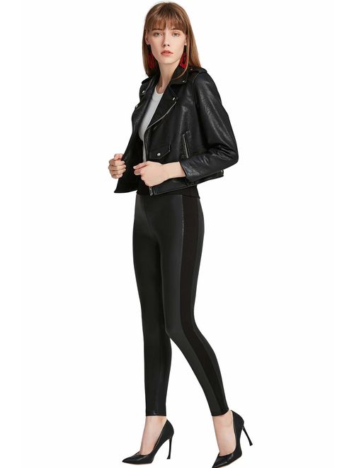 Everbellus Womens Black Faux Leather Leggings Girls High Waisted Sexy Leather Pants