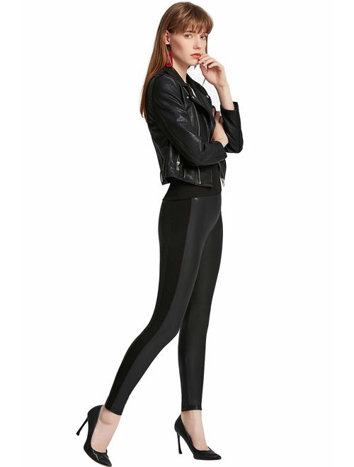 Everbellus Womens Black Faux Leather Leggings Girls High Waisted Sexy Leather Pants