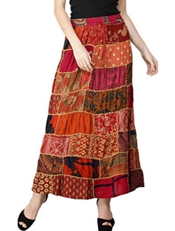 Exotic India Long Dori Gujarati Skirt with Patch Work