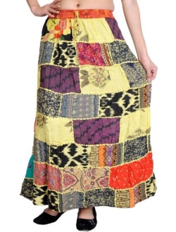 Exotic India Long Dori Gujarati Skirt with Patch Work