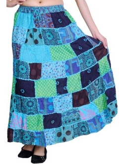 Exotic India Long Dori Gujarati Skirt with Patch Work