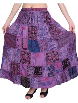 Exotic India Long Dori Gujarati Skirt with Patch Work