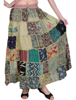 Exotic India Long Dori Gujarati Skirt with Patch Work