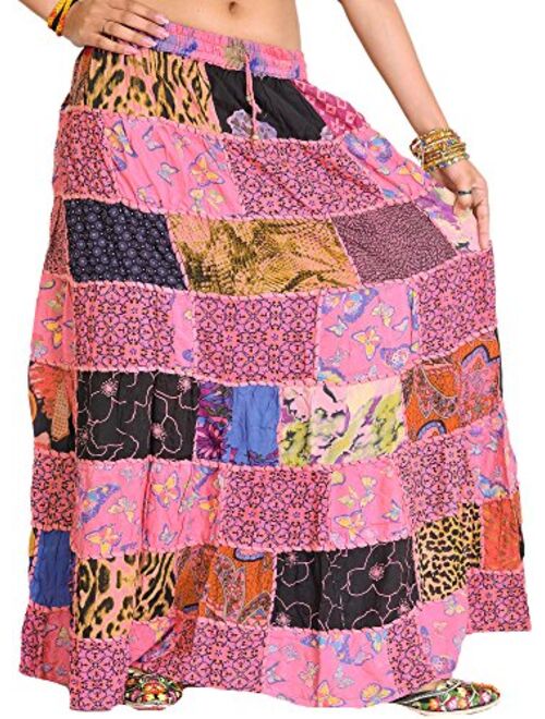 Exotic India Long Dori Gujarati Skirt with Patch Work