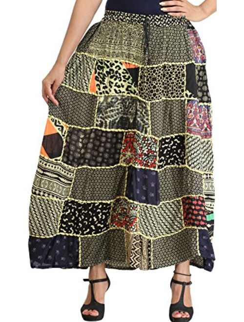 Exotic India Long Dori Gujarati Skirt with Patch Work