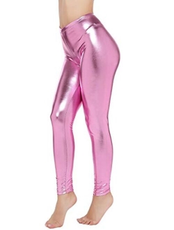 PINKPHOENIXFLY Womens Sexy Shiny Faux Leather Leggings Pants