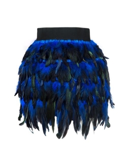 Choies Women Feather Mid Waist Black Mini A-line Skirt