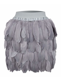 Choies Women Feather Mid Waist Black Mini A-line Skirt