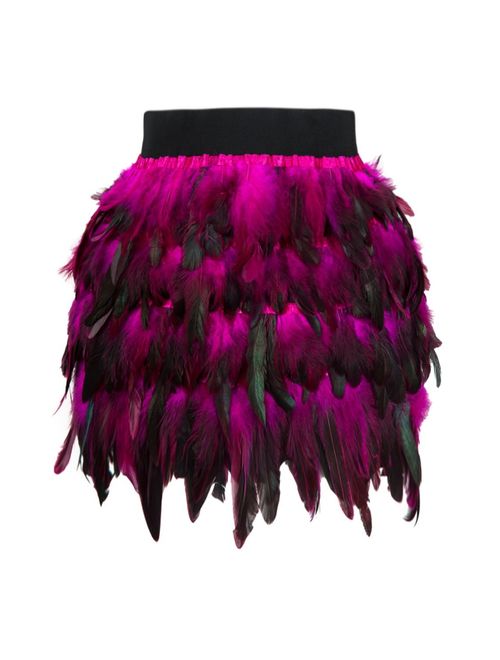 Choies Women Feather Mid Waist Black Mini A-line Skirt