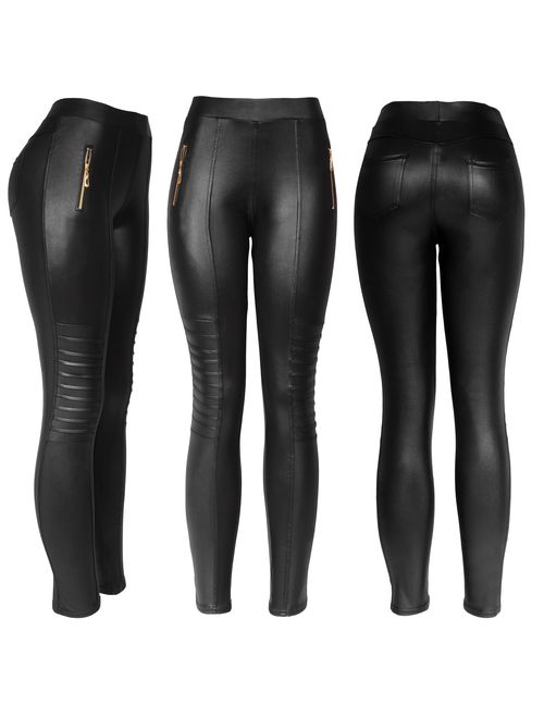 KMystic Sexy Faux Leather Designs Leggings