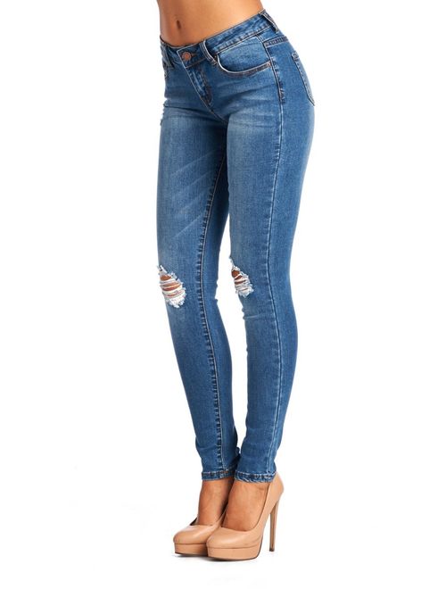 Blue Age Women Multistyle Destroyed/Ripped Skinny Jeans