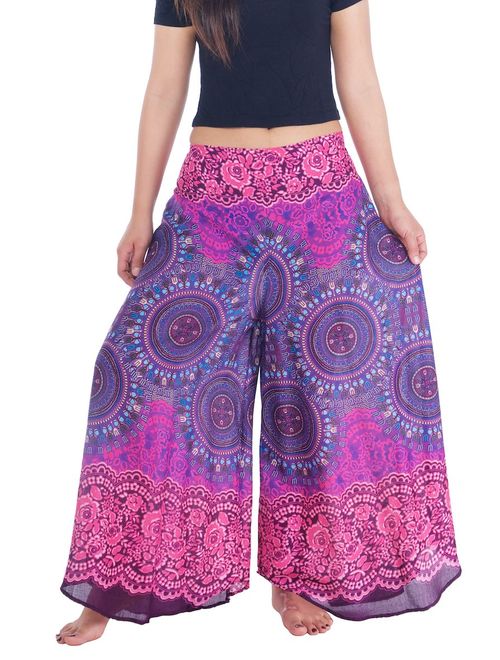 Lannaclothesdesign Womens 37 Inches Length Lounge Palazzo Pants Wide Legs S M L XL Sizes