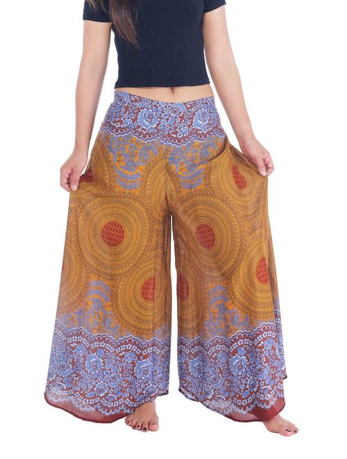 Lannaclothesdesign Womens 37 Inches Length Lounge Palazzo Pants Wide Legs S M L XL Sizes