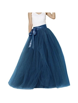 Lisong Women Floor Length Bowknot 5-Layered Tulle Party Evening Tutu Skirt