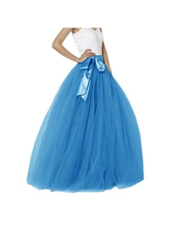 Lisong Women Floor Length Bowknot 5-Layered Tulle Party Evening Tutu Skirt