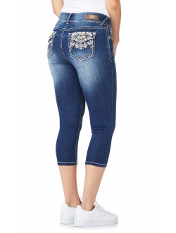 WallFlower Juniors Luscious Curvy Embellished Denim Capris