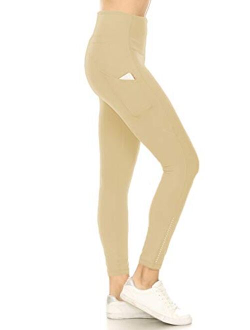 High Waist Active Flex Tummy Control Athletic Pocket Yoga Leggings with Fashion Reflective Dots