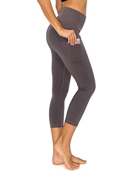 High Waist Active Flex Tummy Control Athletic Pocket Yoga Leggings with Fashion Reflective Dots