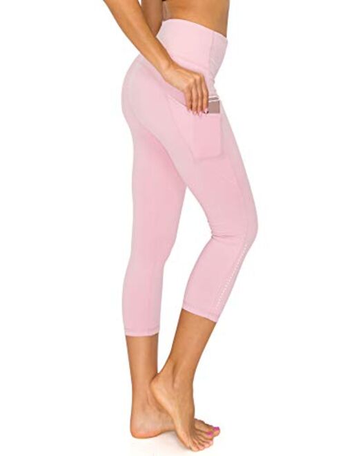 High Waist Active Flex Tummy Control Athletic Pocket Yoga Leggings with Fashion Reflective Dots