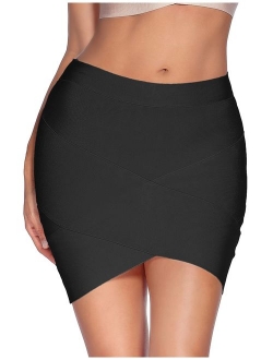 meilun Women's Rayon Bandage Bodycon Mini Skirt