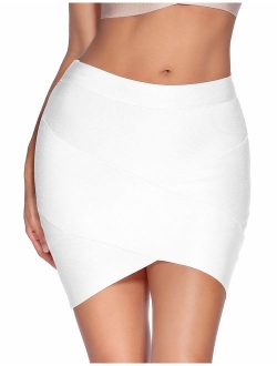 meilun Women's Rayon Bandage Bodycon Mini Skirt