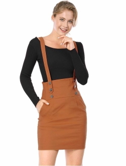 Women's High Waist Straight Braces Suspender Skirt